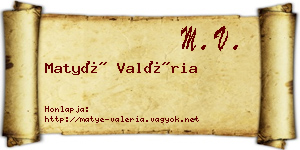 Matyé Valéria névjegykártya